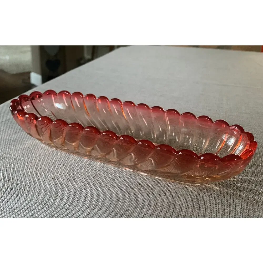 Vintage Baccarat Déposé Dresser Set | Depression Era Cranberry–Amber Glass